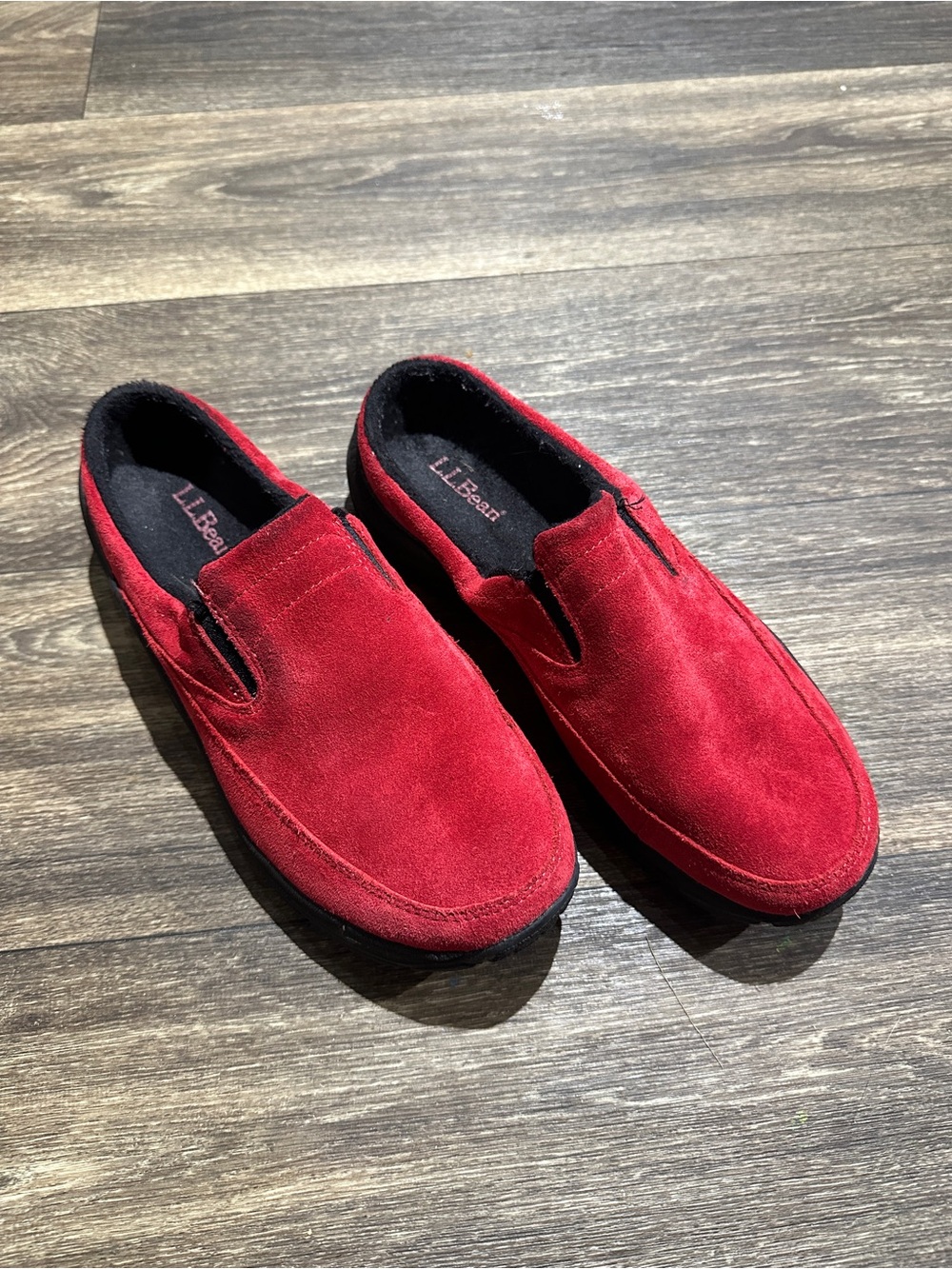 L.L. Bean Women’s Red Suede Slip-On Loafers